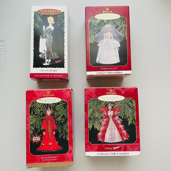 Hallmark holiday hallmark vintage ornaments lot of 4 barbie amidala